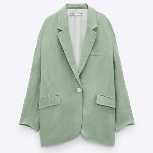 Zara Sea Green Oversized Blazer